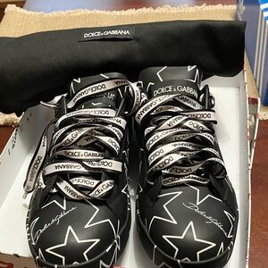 Dolce & Gabbana Black Sneakers with White Stars